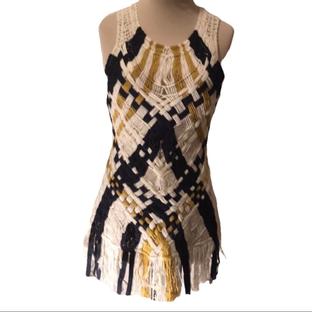 NWT  ANTHRO Fiets Voor 2 macrame top